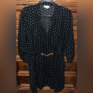 INDIGO ROSE Women’s 3/4 Sleeve Belted Waist Polkadot Mini Dress